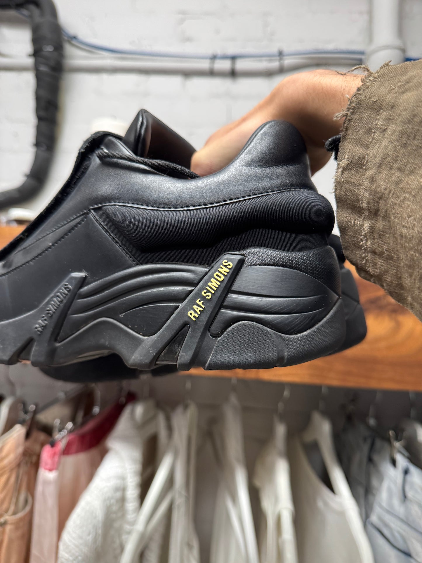 Raf Simons ‘Cyclone’ Triple Black Leather Low Top Sneakers