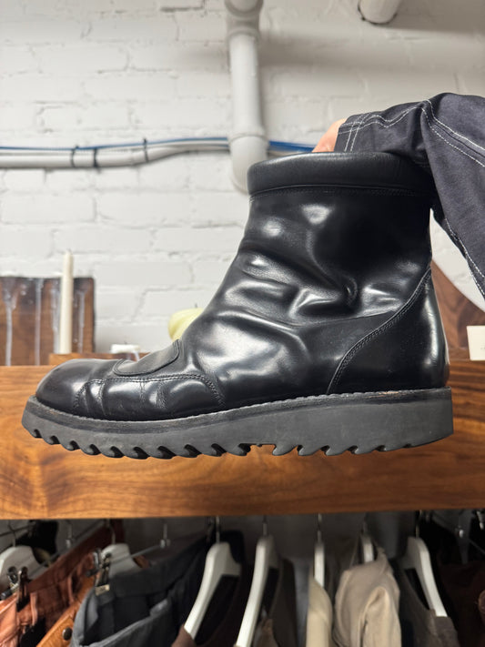1999 Jil Sander ‘Reverse Tread’ Black Leather Moto Boots