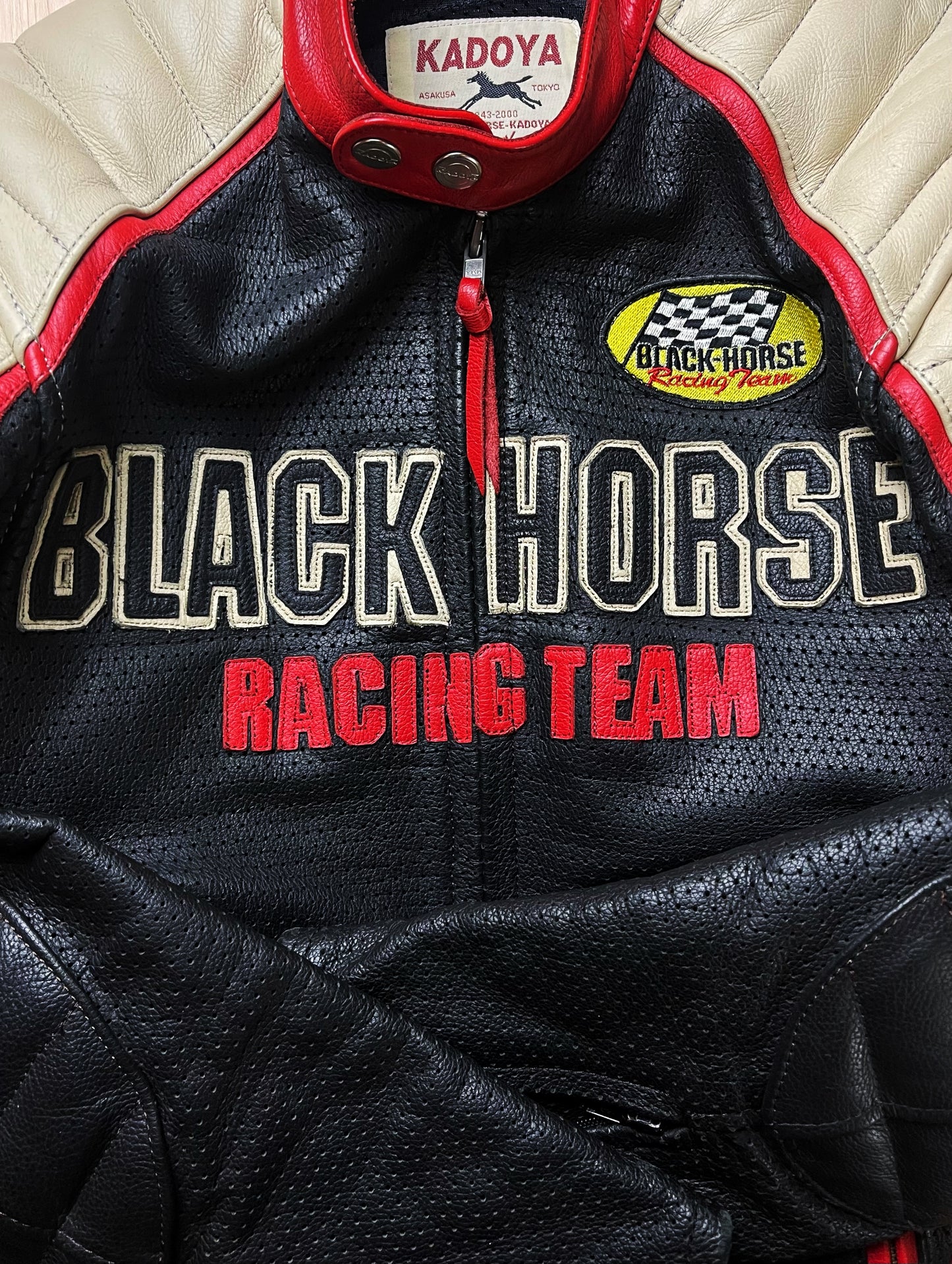 Kadoya K’s Leather ‘Blackhorse Racing Team’ Armored Leather Moto-Biker Jacket