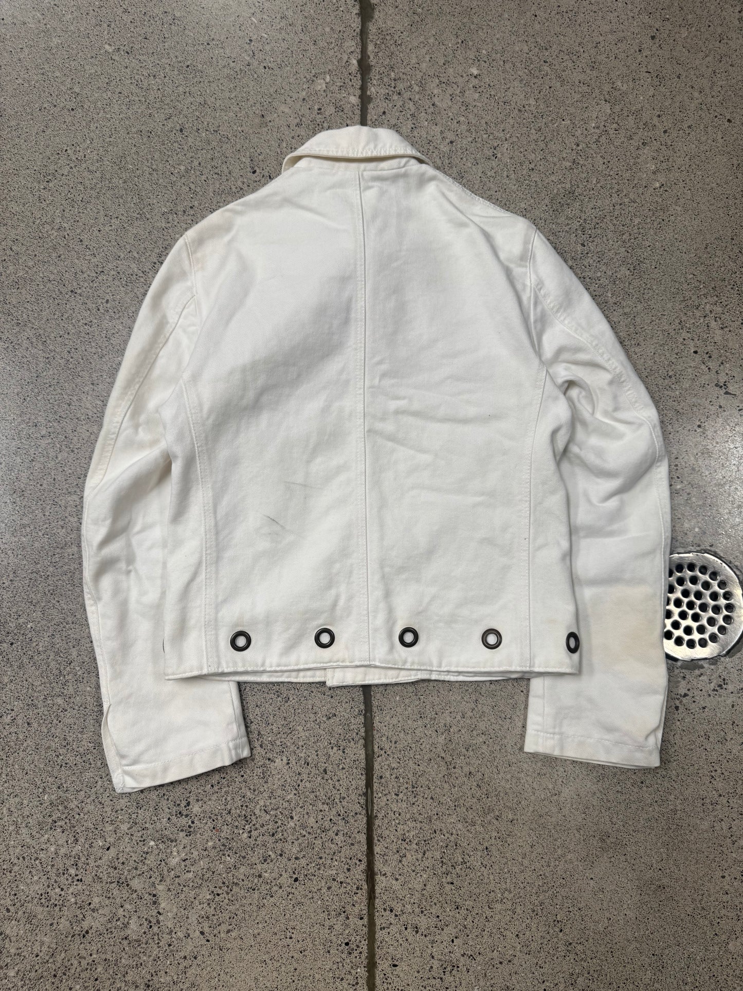90s Alexander McQueen ‘Grommet Hole’ White Cotton Fencing Jacket