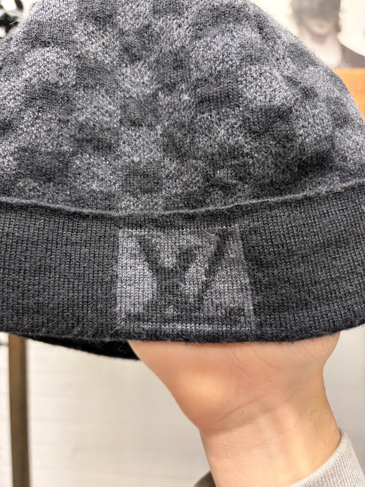 Louis Vuitton ‘Damier Initiales’ Black/Grey Wool Beanie