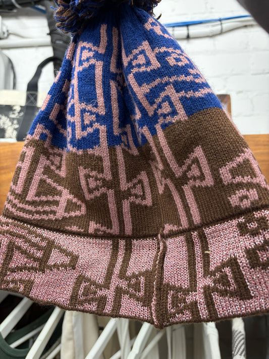 Vivienne Westwood ‘Cross Logo’ Pink/Brown Pom Pom Beanie