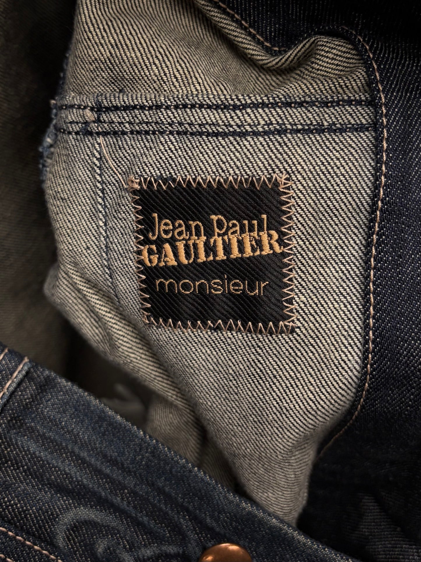Vintage Jean Paul Gaultier Pour Homme Collarless Denim Jacket