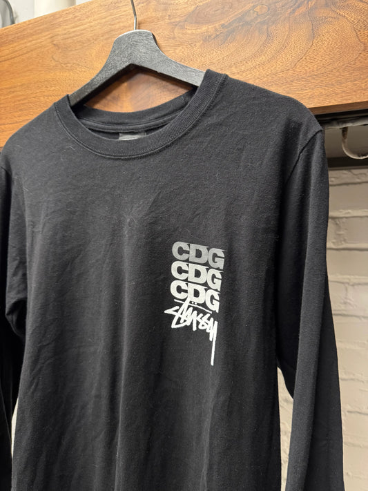 Comme Des Garçons x Stussy Black Logo Long Sleeve Shirt