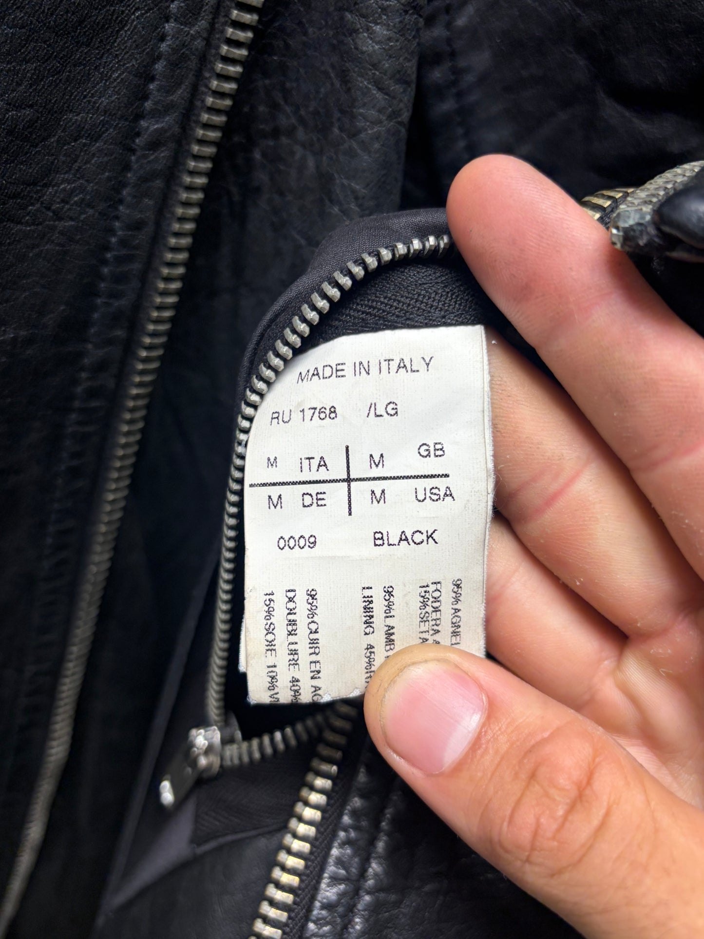SS2009 Rick Owens ‘Strutter’ Black Lambskin Leather ‘Mollino’ High Neck Zip Jacket