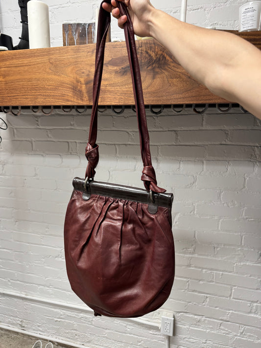 Dries Van Noten Oxblood Red Leather Crossbody Bag