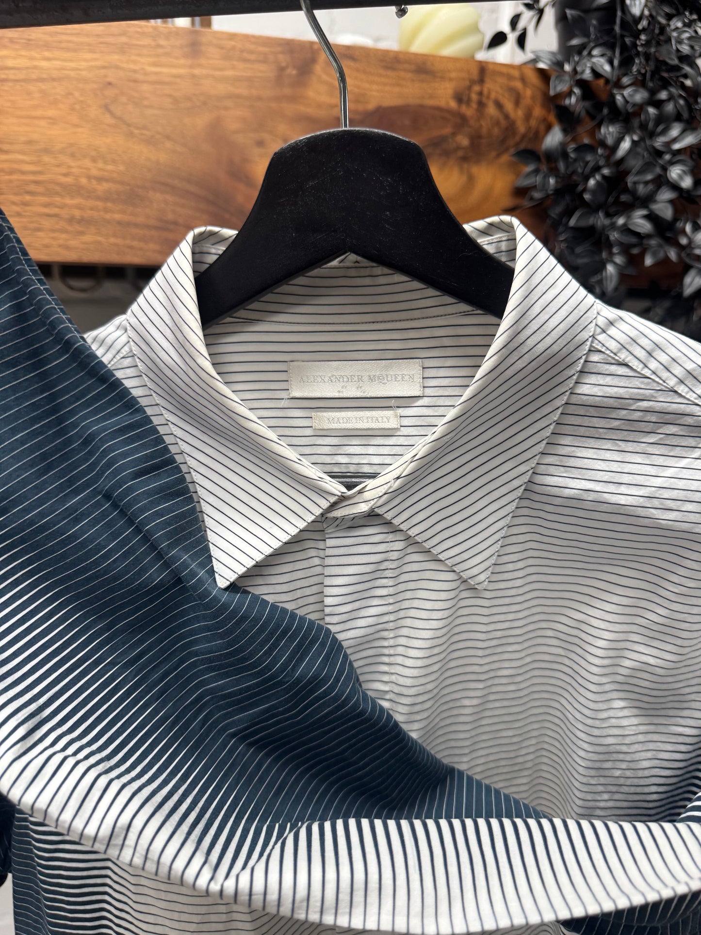 2008 Alexander McQueen ‘Gradient Pinstripe’ White/Blue Button Up Shirt