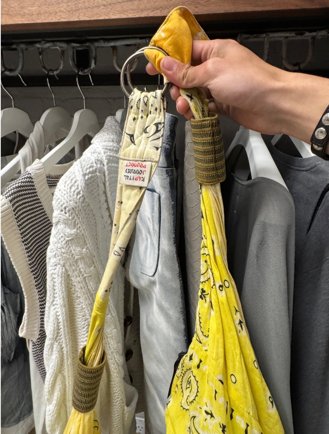 Kapital ‘Snuffkin’ Paisley Yellow Patchwork Bandanna Sling Bag