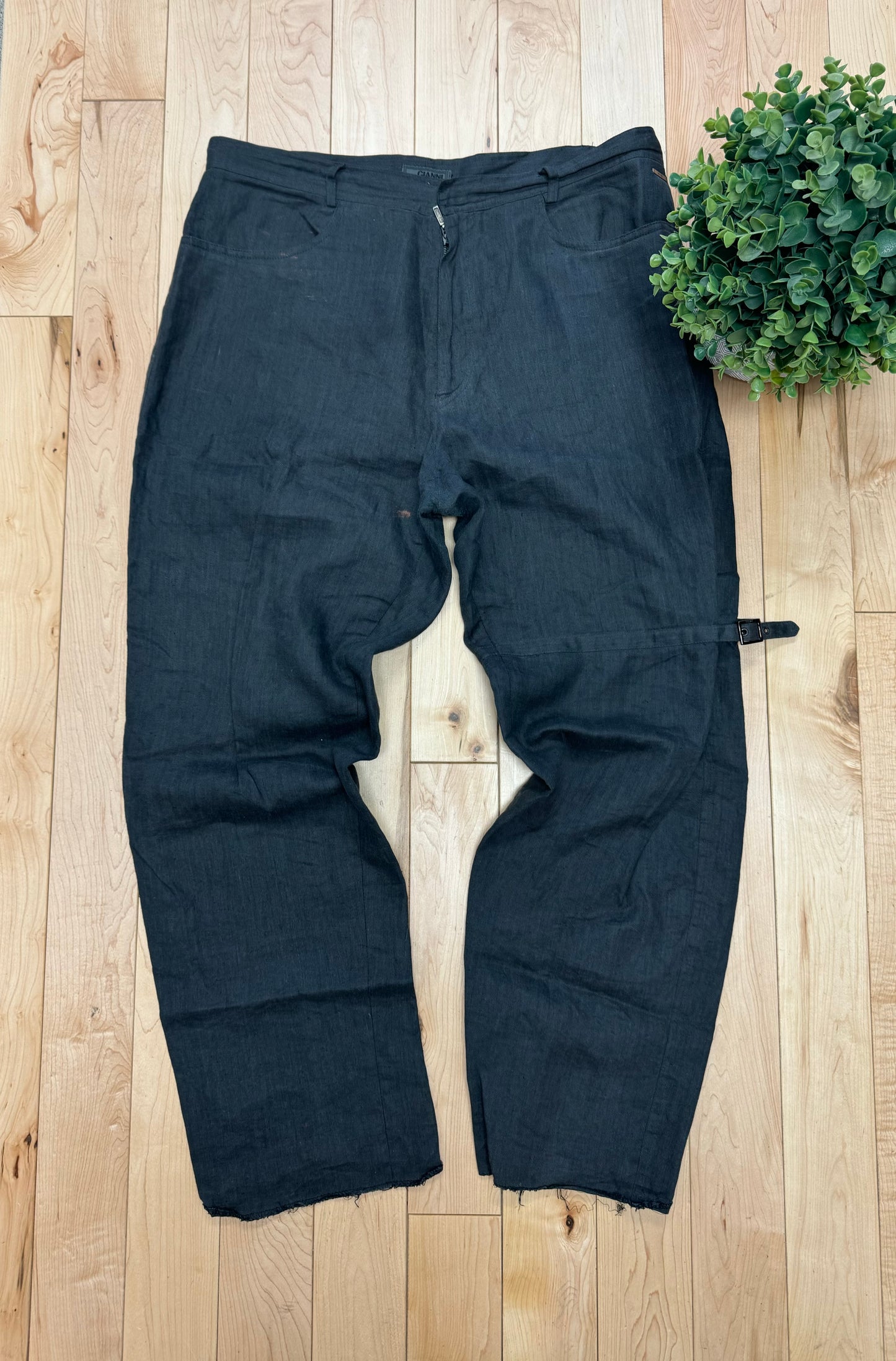 Vintage Versace Bondage Strap Wide Leg Trousers