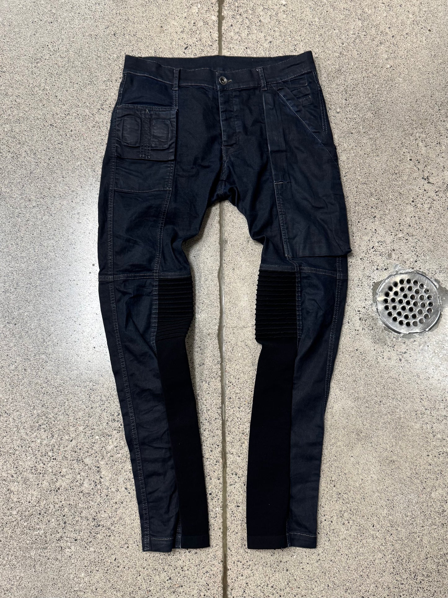 AW2014 Rick Owens ‘Memphis Patch’ Mineral Blue Skinny Denim