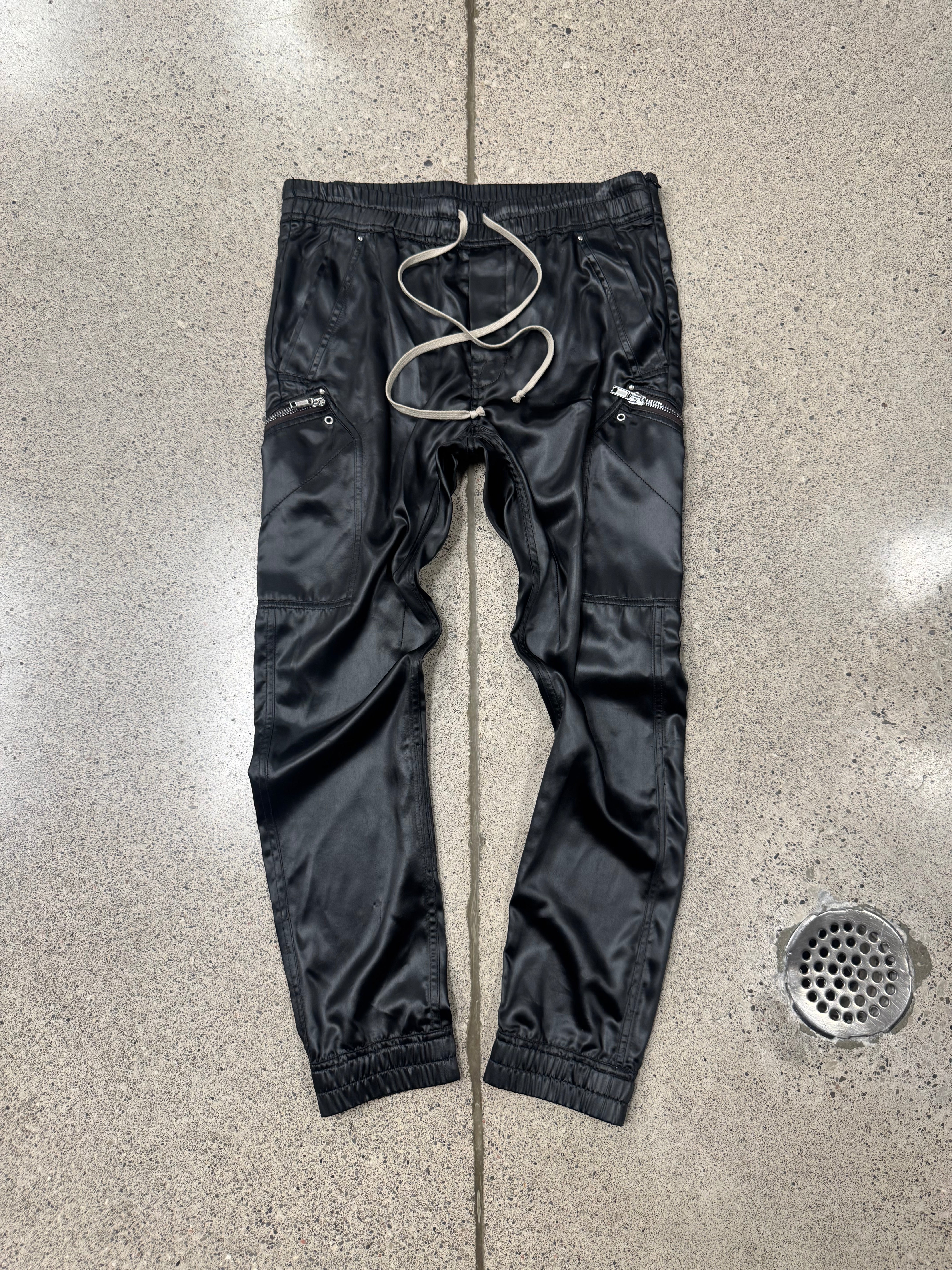 AW2020 Rick Owens 'Performa' Black Satin Cargo Pants – Alex