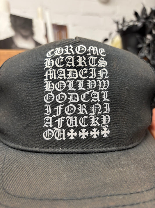 Chrome Hearts ‘Eye Chart’ Faded Black Mesh Trucker Hat