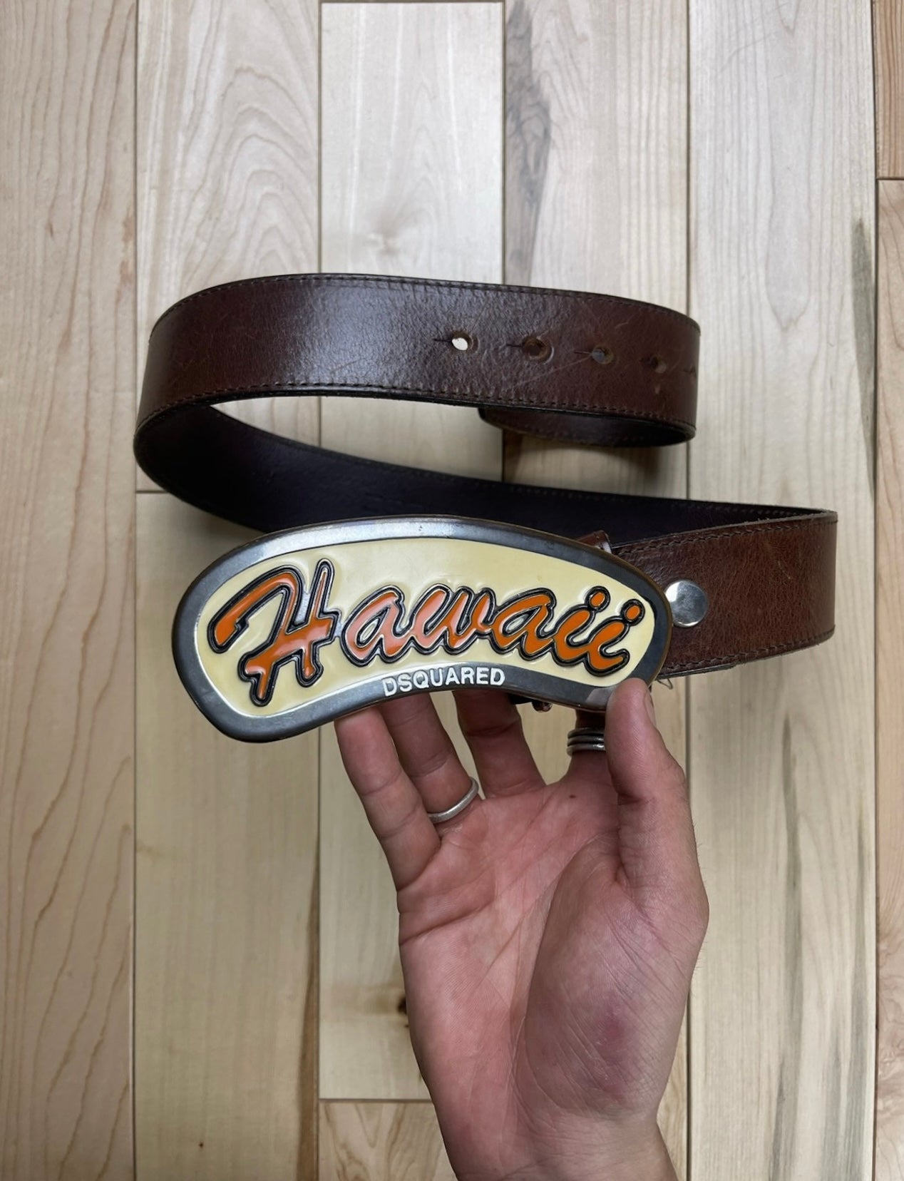 AW2005 Dsquared2 Hawaii Brown Leather Belt