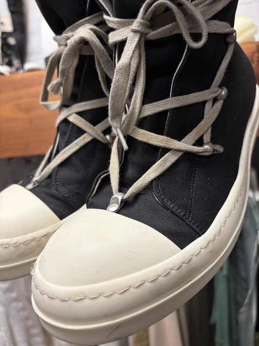 Rick Owens Pentagram Black Canvas Ramones High Top Sneakers