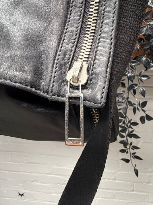 AW2005 Dior Homme by Hedi Slimane Black Lambskin Leather ‘Deville’ Side Bag