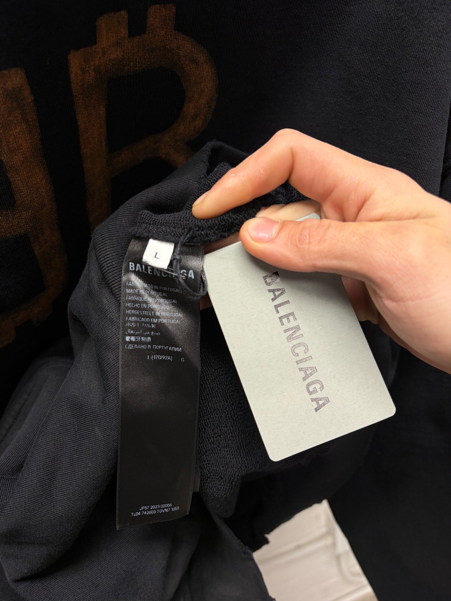 AW2023 Balenciaga ‘Crypto’ Mudshow Logo Distressed Black Pullover Hoodie