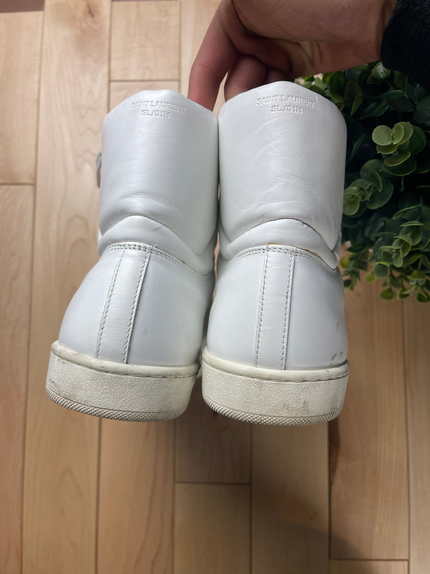 Saint Laurent White Court High Top Sneakers