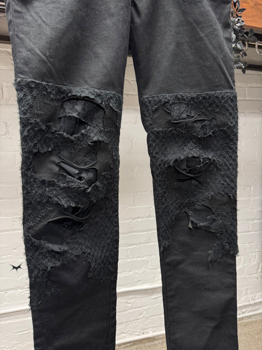 2000s Hysteric Glamour ‘Thrash Distressed’ Studded Black Skinny Jeans