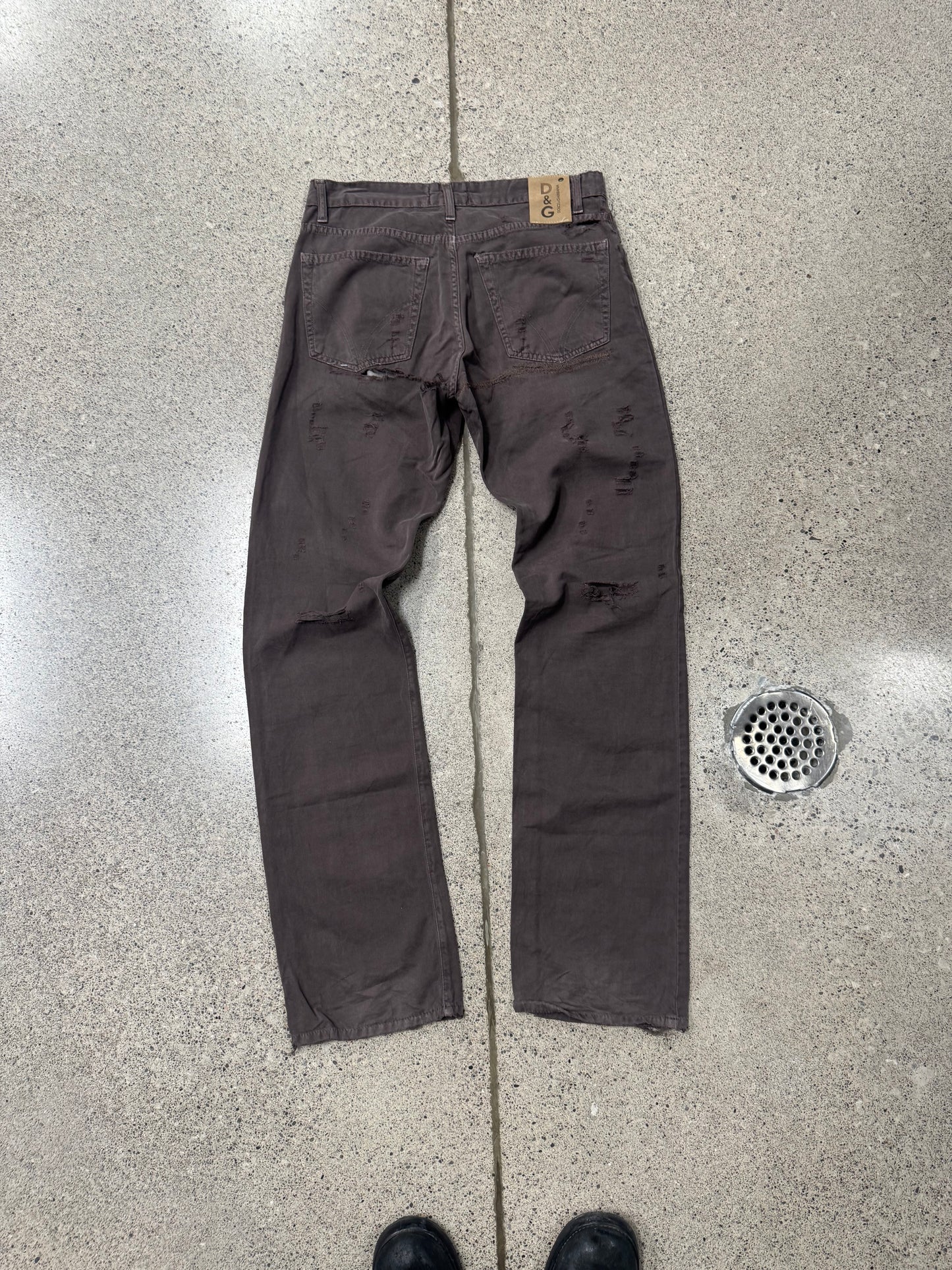 2000s Dolce & Gabbana Distressed Brown Bootcut Denim