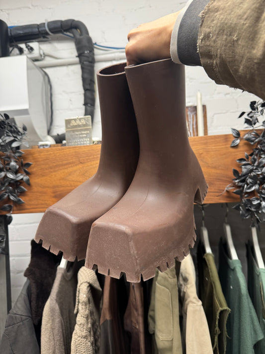 Balenciaga ‘Trooper’ Square Toe Chocolate Brown Combat Boots