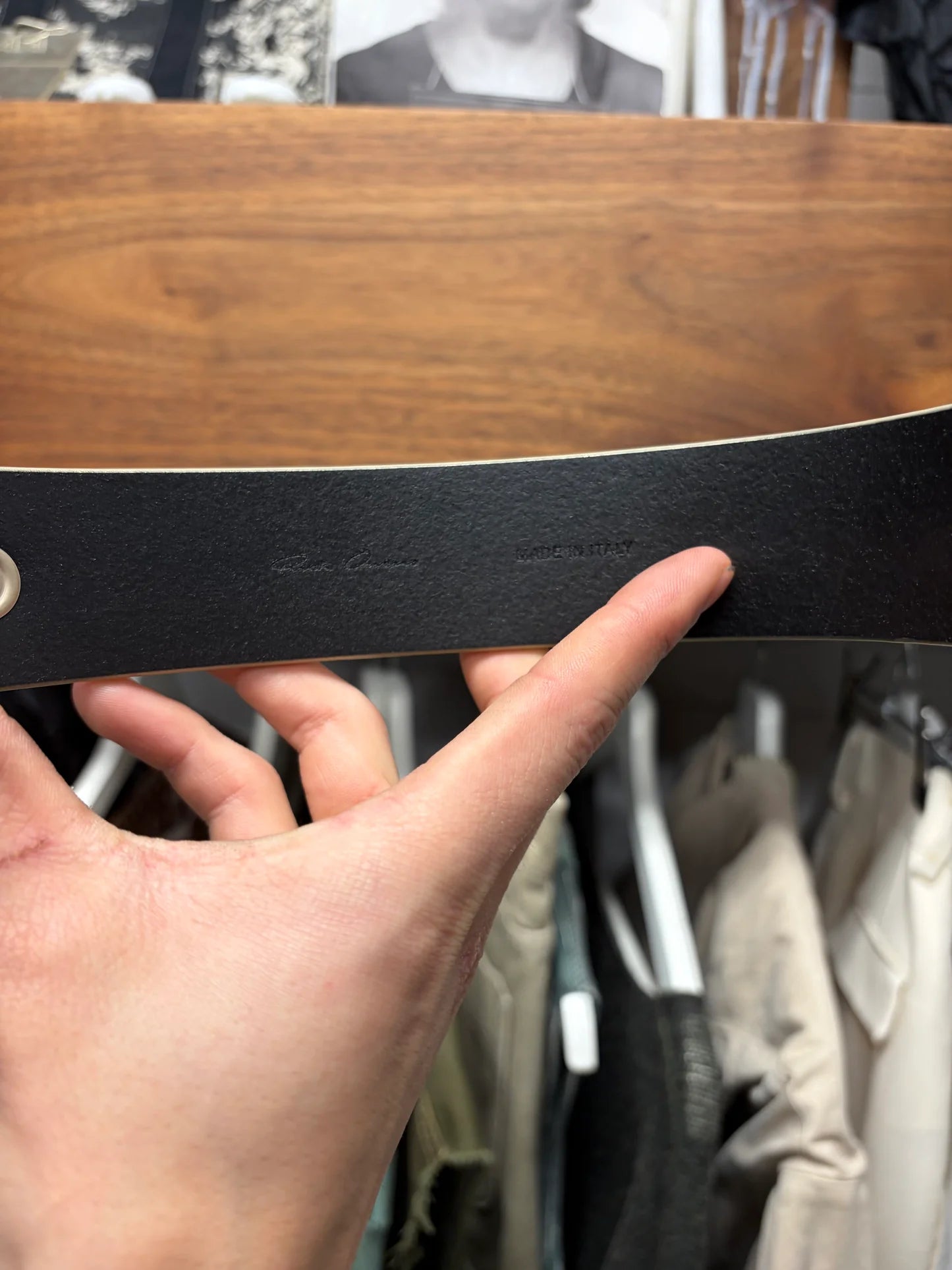 SS2025 Rick Owens ‘Hollywood’ Anthem Gold Leather Cuff Bracelet