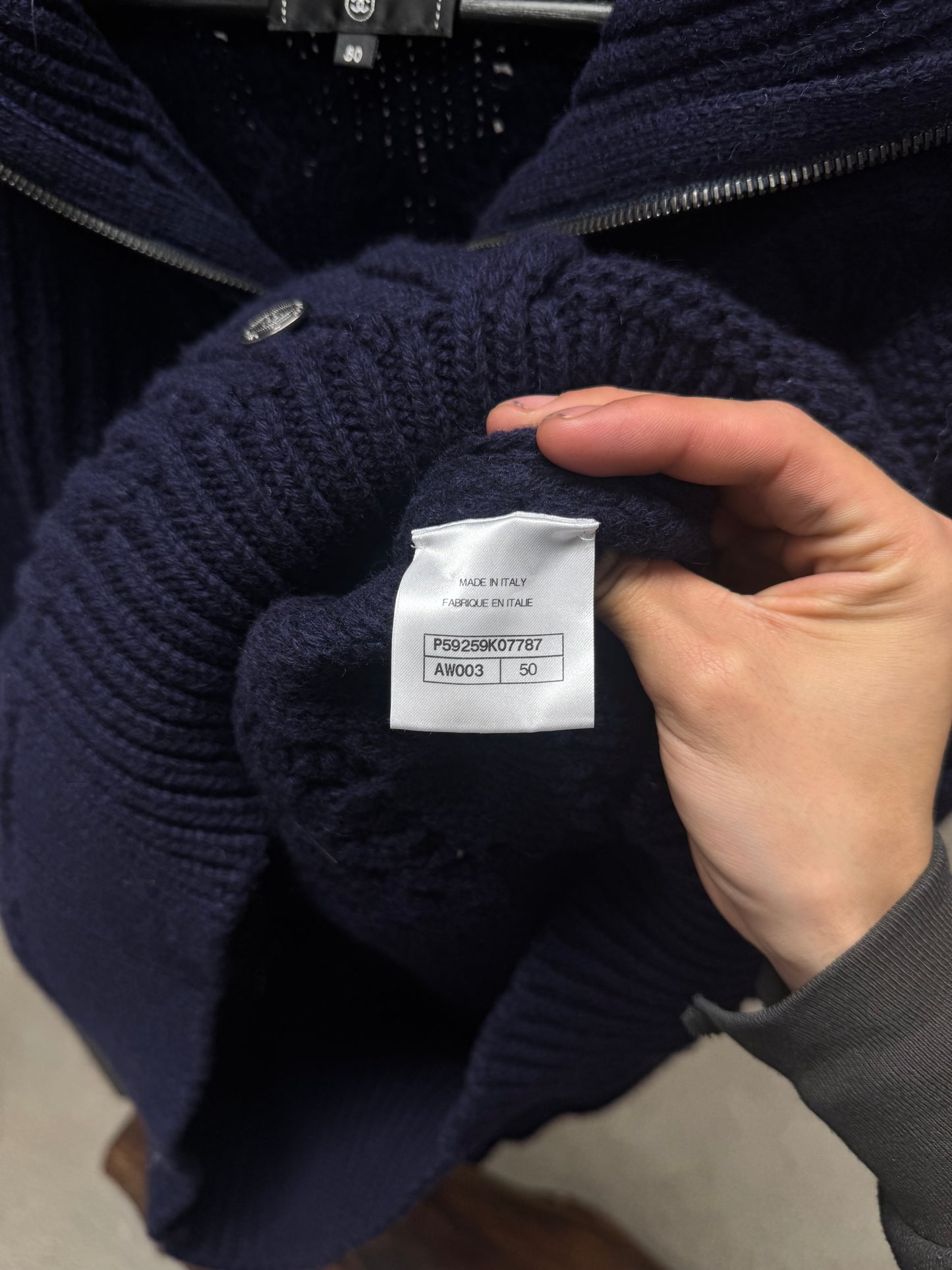 AW2003 Chanel ‘Fisherman’ Purple Cable Knit Quarter Zip Sweater