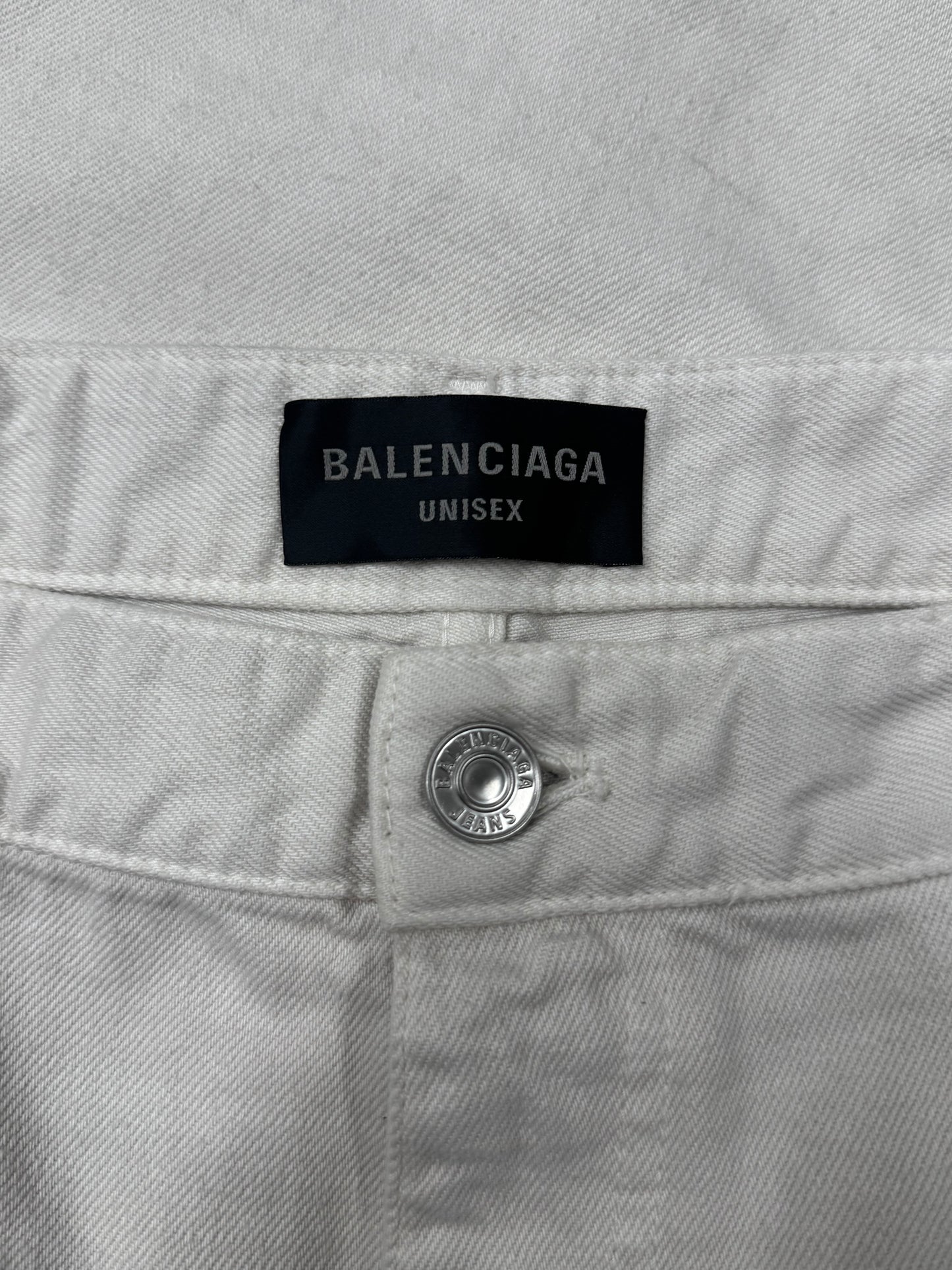 2022 Balenciaga White 5 Pocket Baggy Jeans