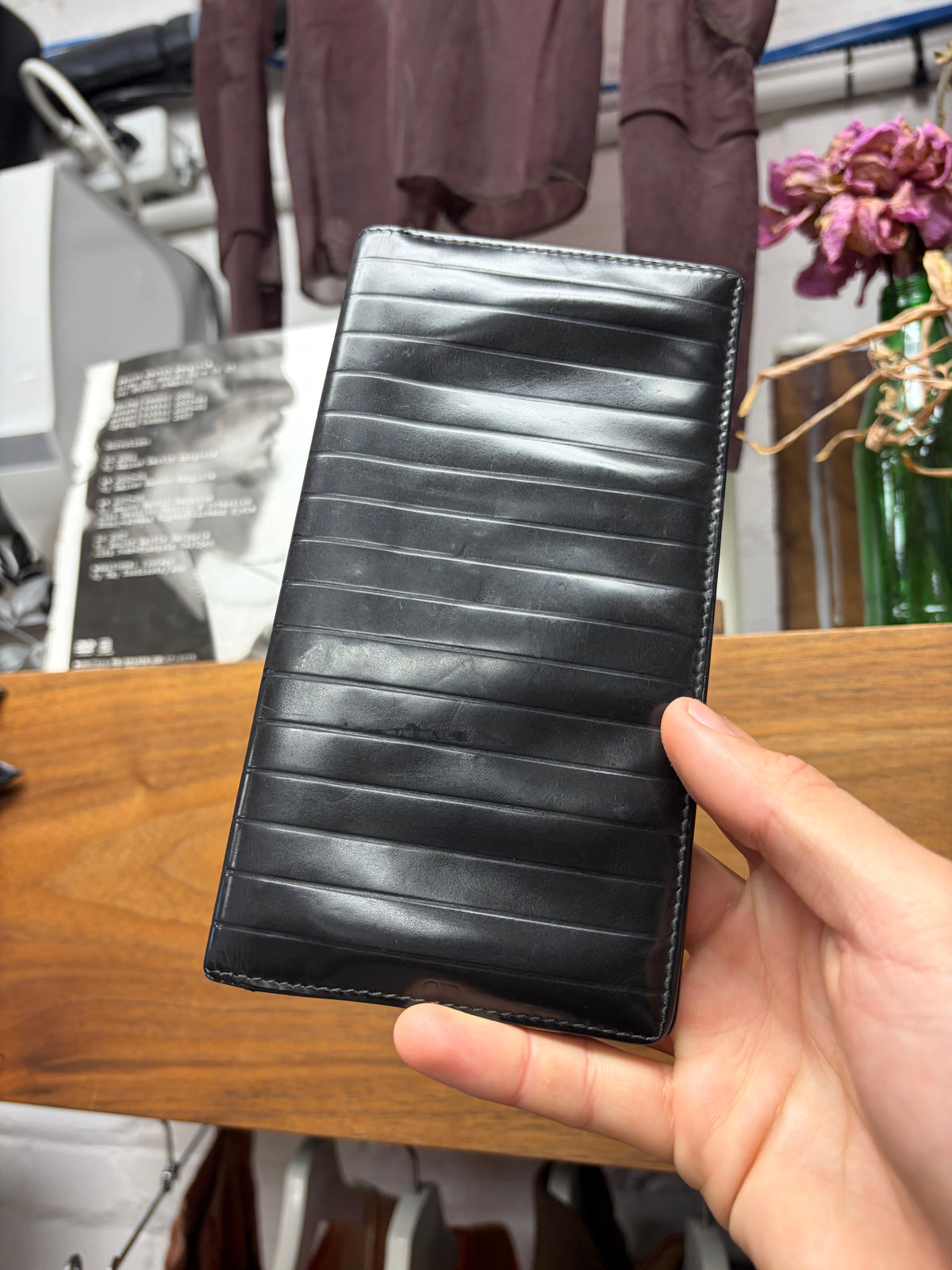 AW2008 Dior Homme ‘Lumiere du Nord’ Black Pleated Leather Wallet