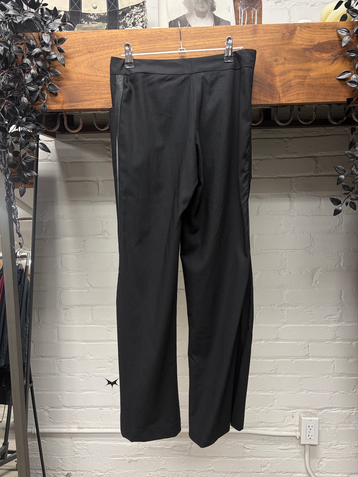 Chrome Hearts ‘VJ1 Tuxedo’ Black Flared Leg Pants with Leather Side Stripe