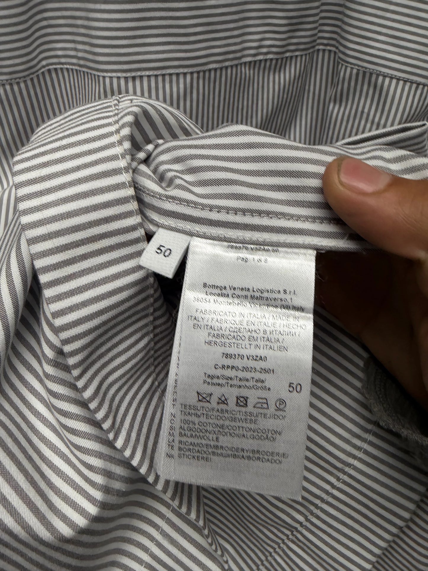 Bottega Veneta Striped Cotton ‘BV’ Minimal Logo Over-shirt