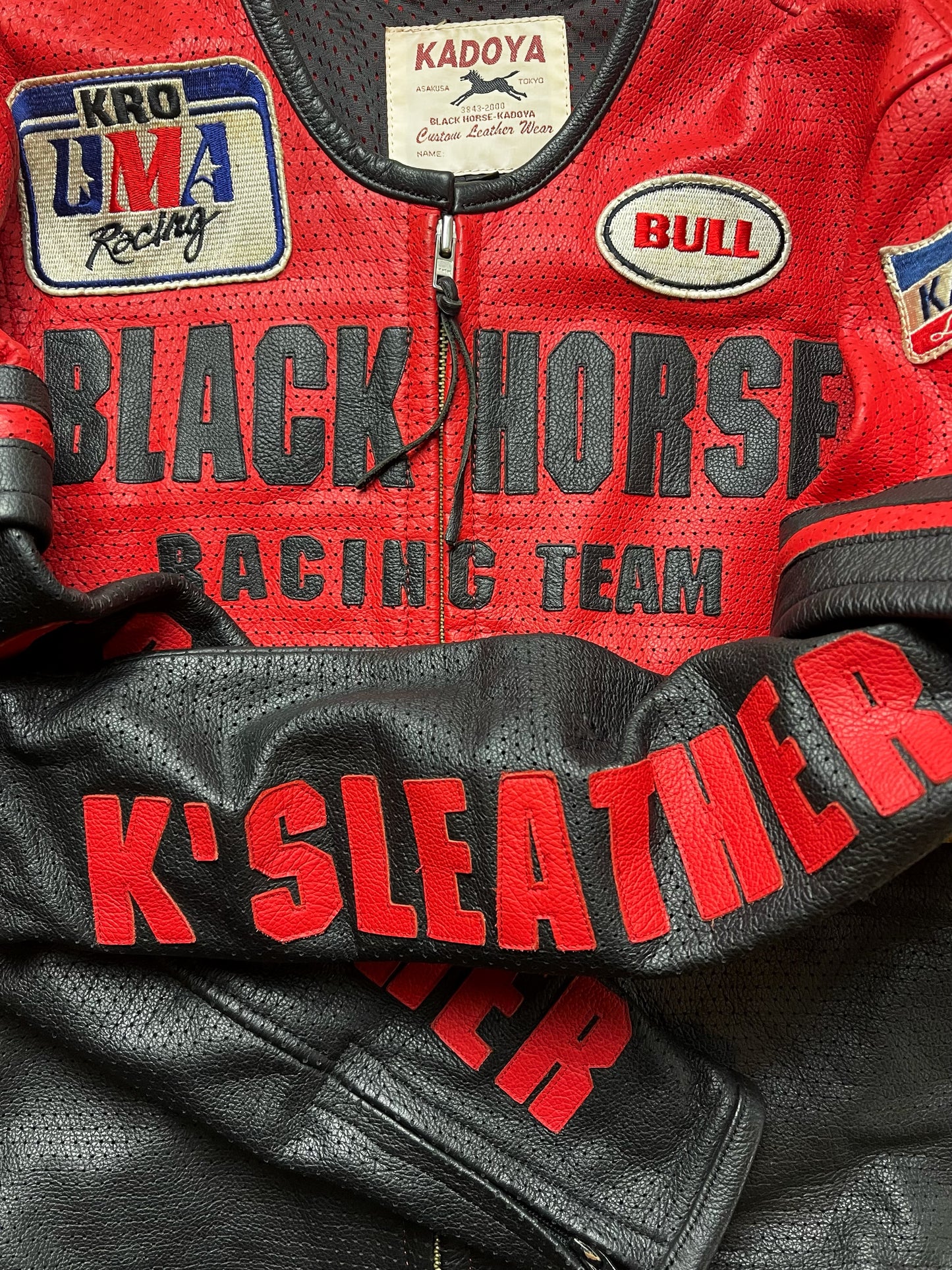 Kadoya K’s Leather ‘Blackhorse Racing Team’ Armored Leather Moto-Biker Jacket