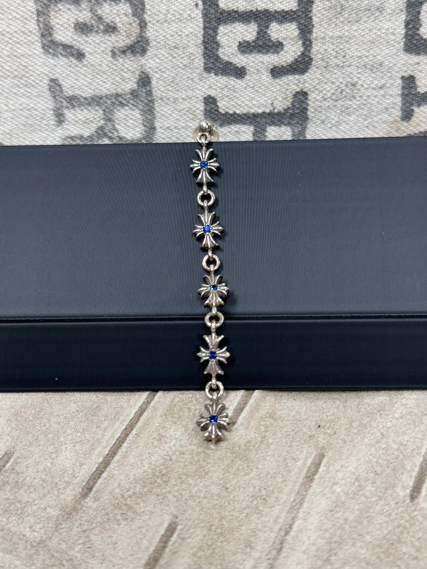 Chrome Hearts ‘Factory Set’ Sapphire ‘Tiny-E’ 925 Silver Drop Earring