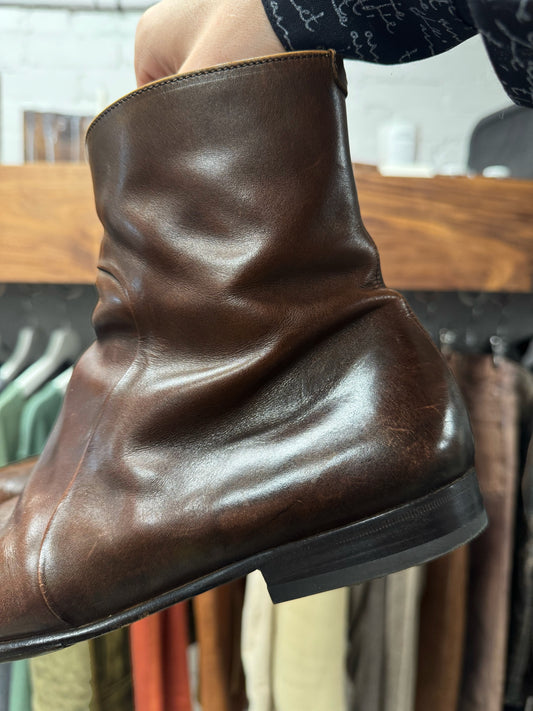 Maison Margiela ‘Natural Patina’ Brown Leather Side-Zip Boots