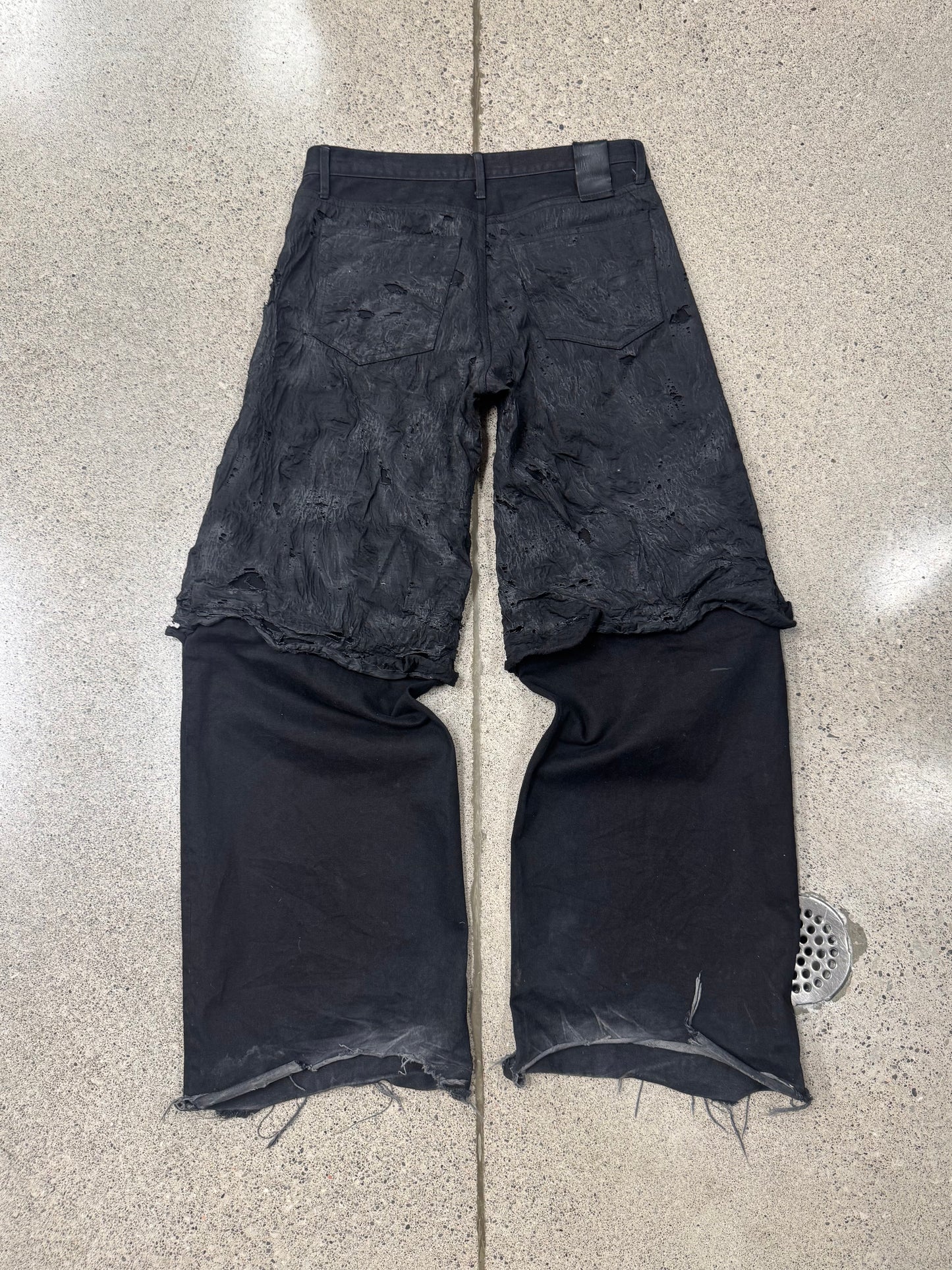 Paradoxe Paris ‘Dead Leaves’ Layered Black Crinkle Denim