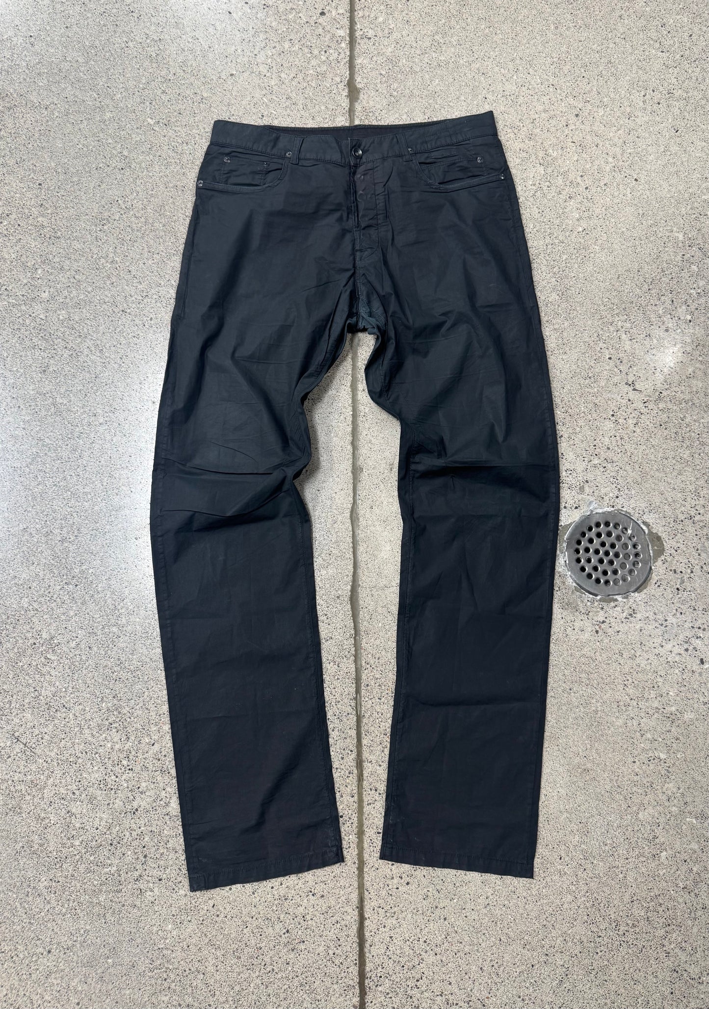 2013 Rick Owens Olmar & Mirta Era Light Cotton Black Straight Leg Pants