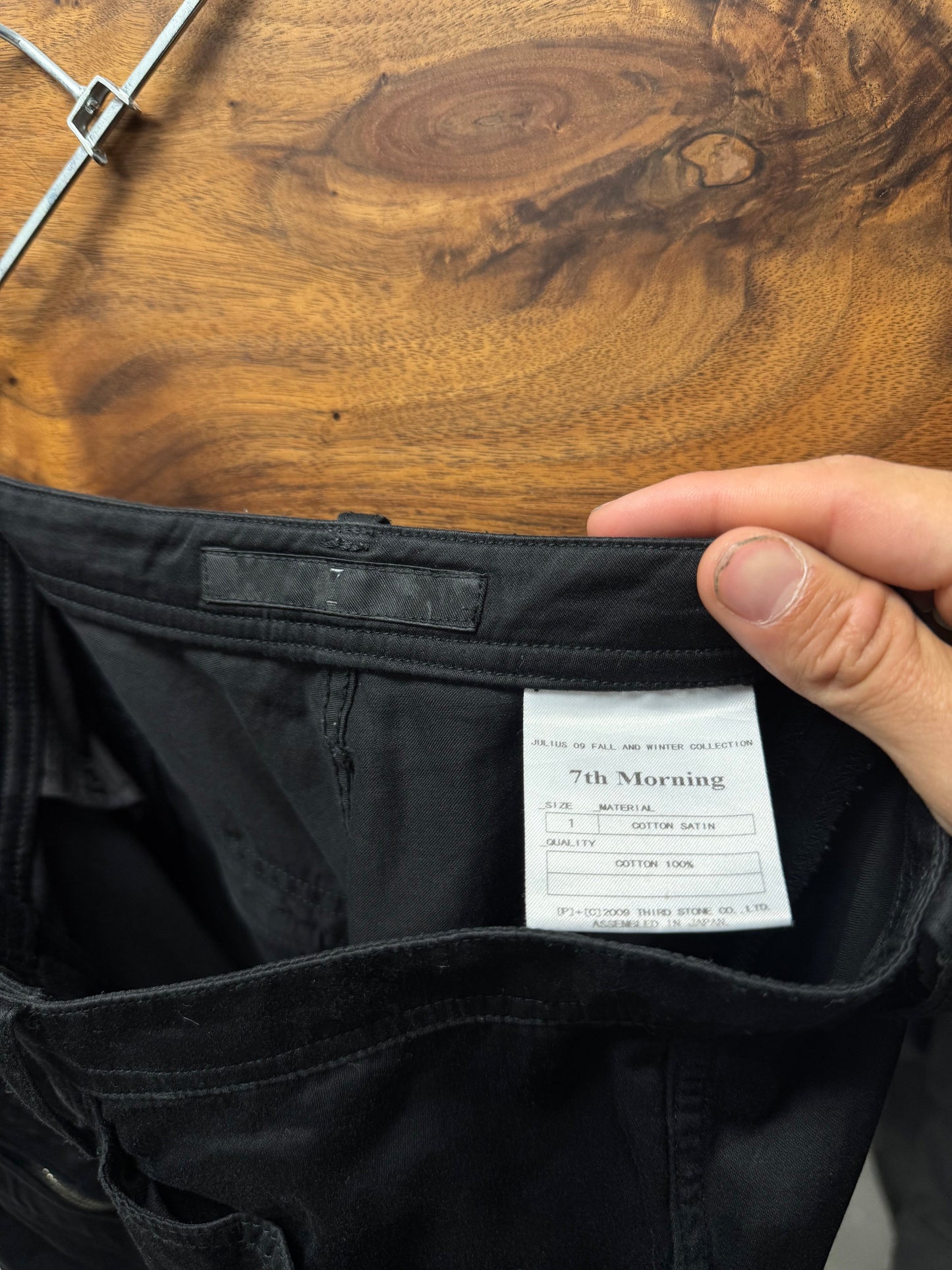 AW2009 Julius ‘Zip-Pocket’ Black Cotton/Satin Slim Cut Pants