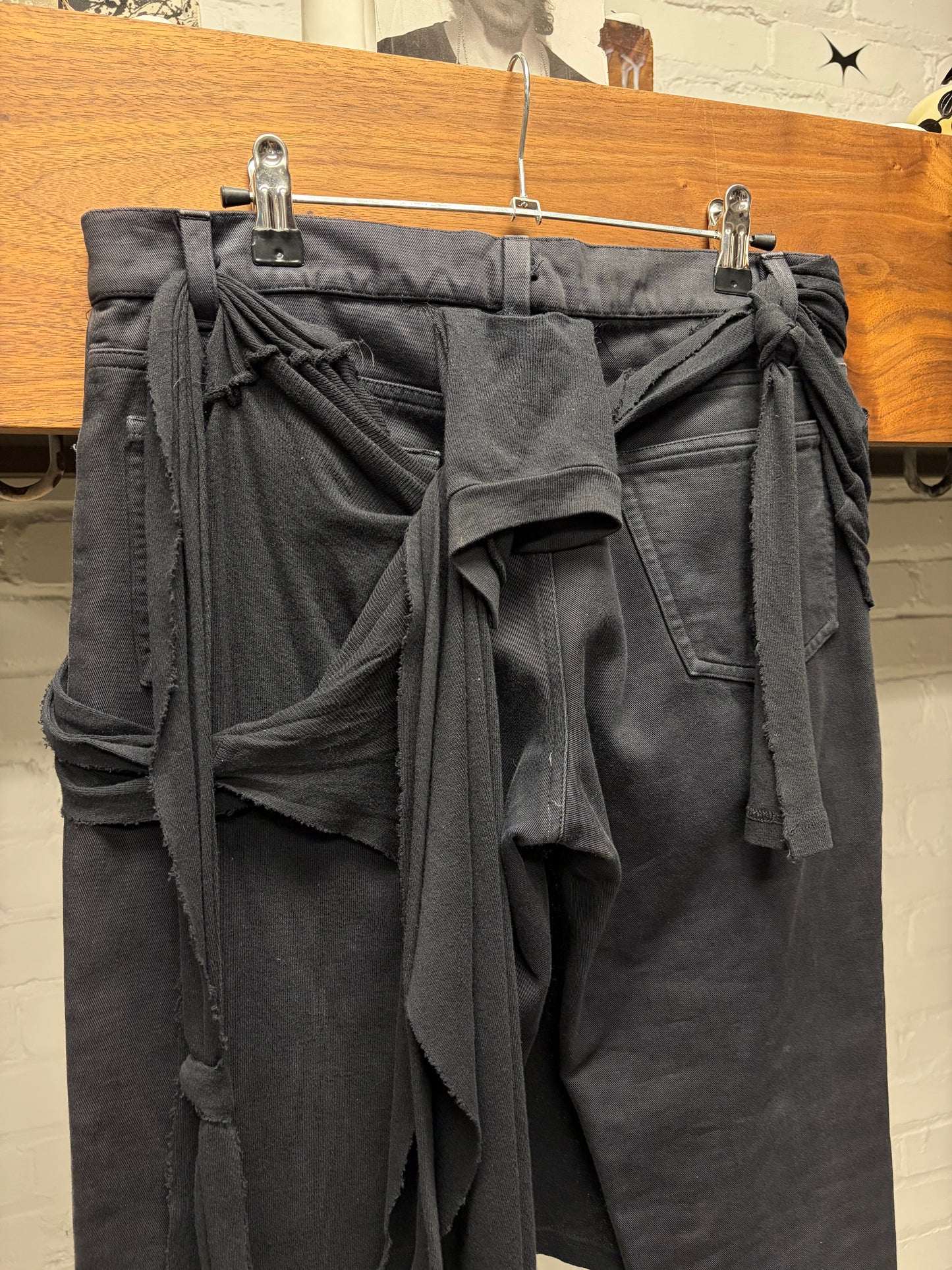 AW2004 Raf Simons Waves ‘Body Snatchers’ T-Shirt Draped Reconstructed Black ‘Zombie’ Denim