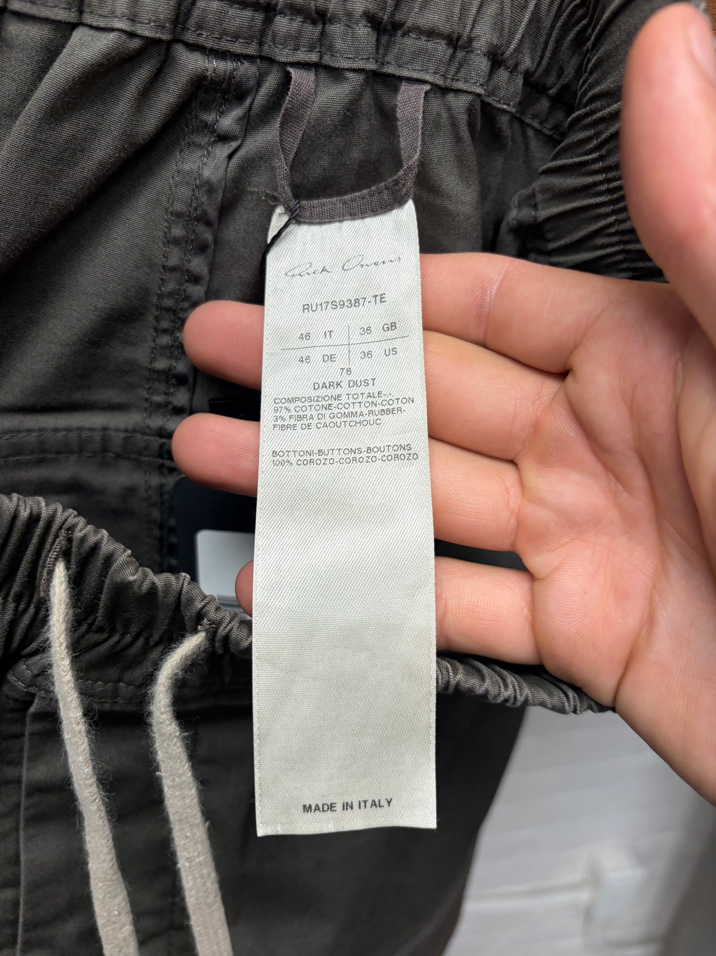 SS2017 Rick Owens ‘Walrus’ Grey Cargo ‘Pod’ Drop Crotch Shorts