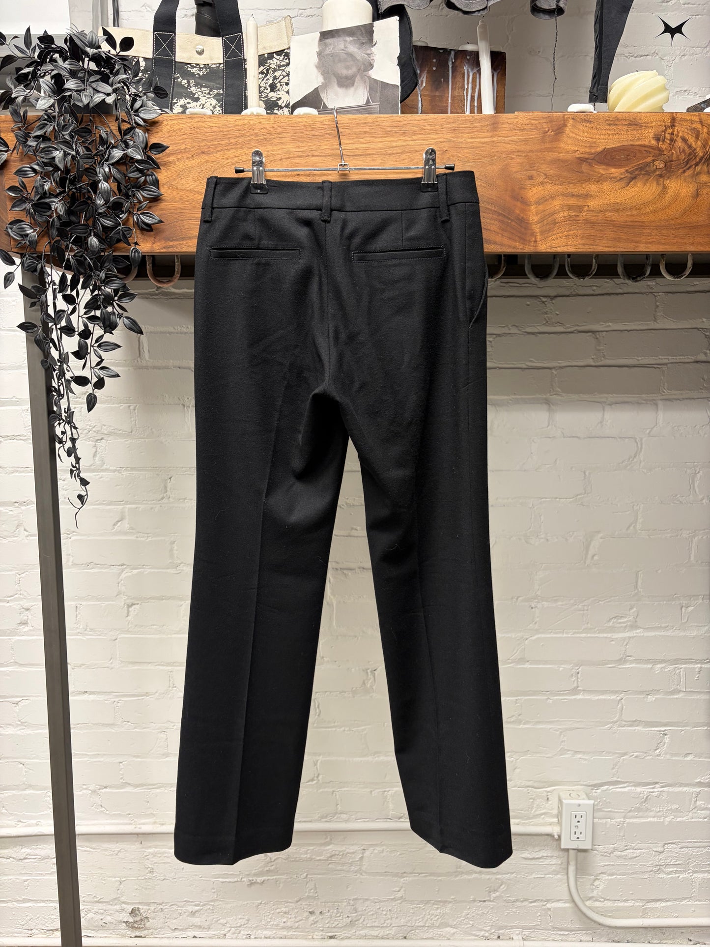 Vintage Gucci Gold Horsebit Belted Closure Black Wide Leg Trousers
