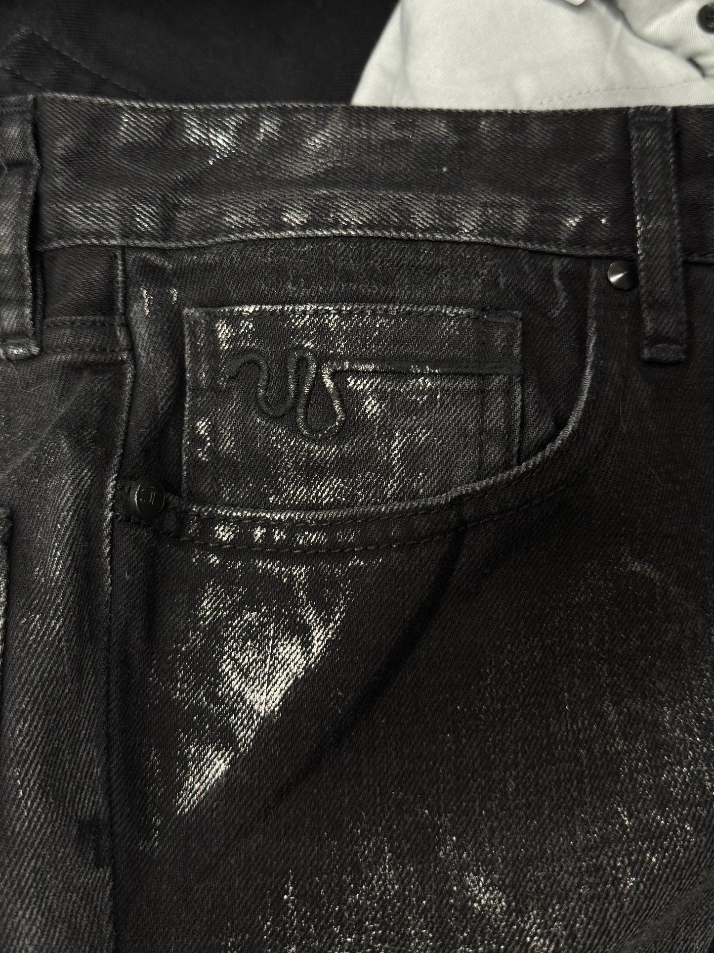 Roberto Cavalli Waxed Black Skinny Jeans
