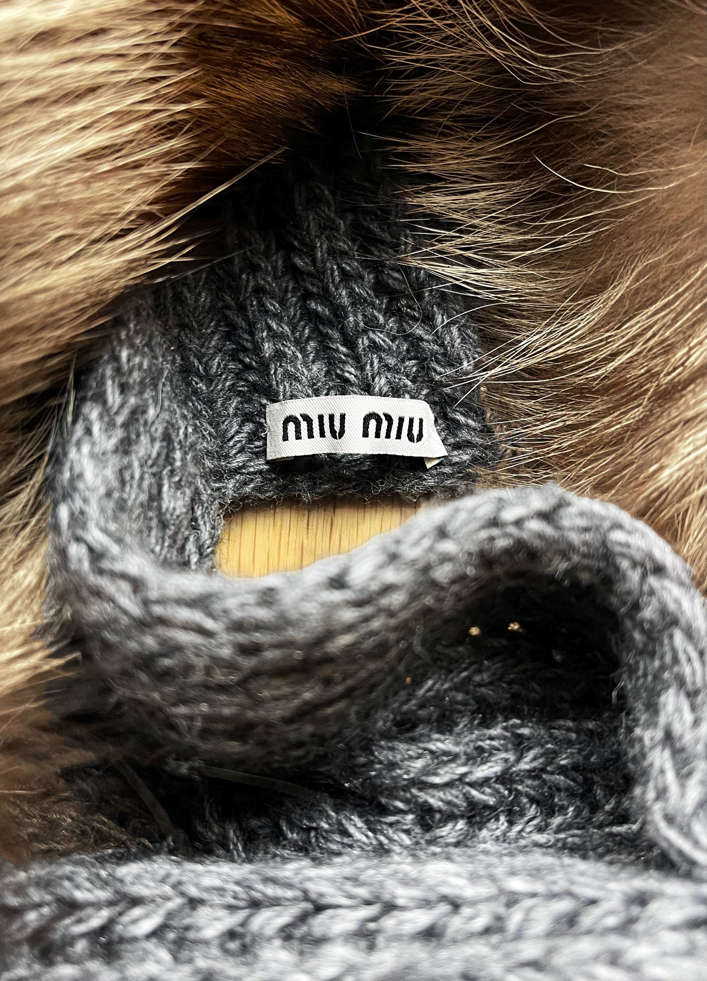 Spring Summer 2000 Miu Miu Hooded ‘Fox Fur’ Wool Scarf