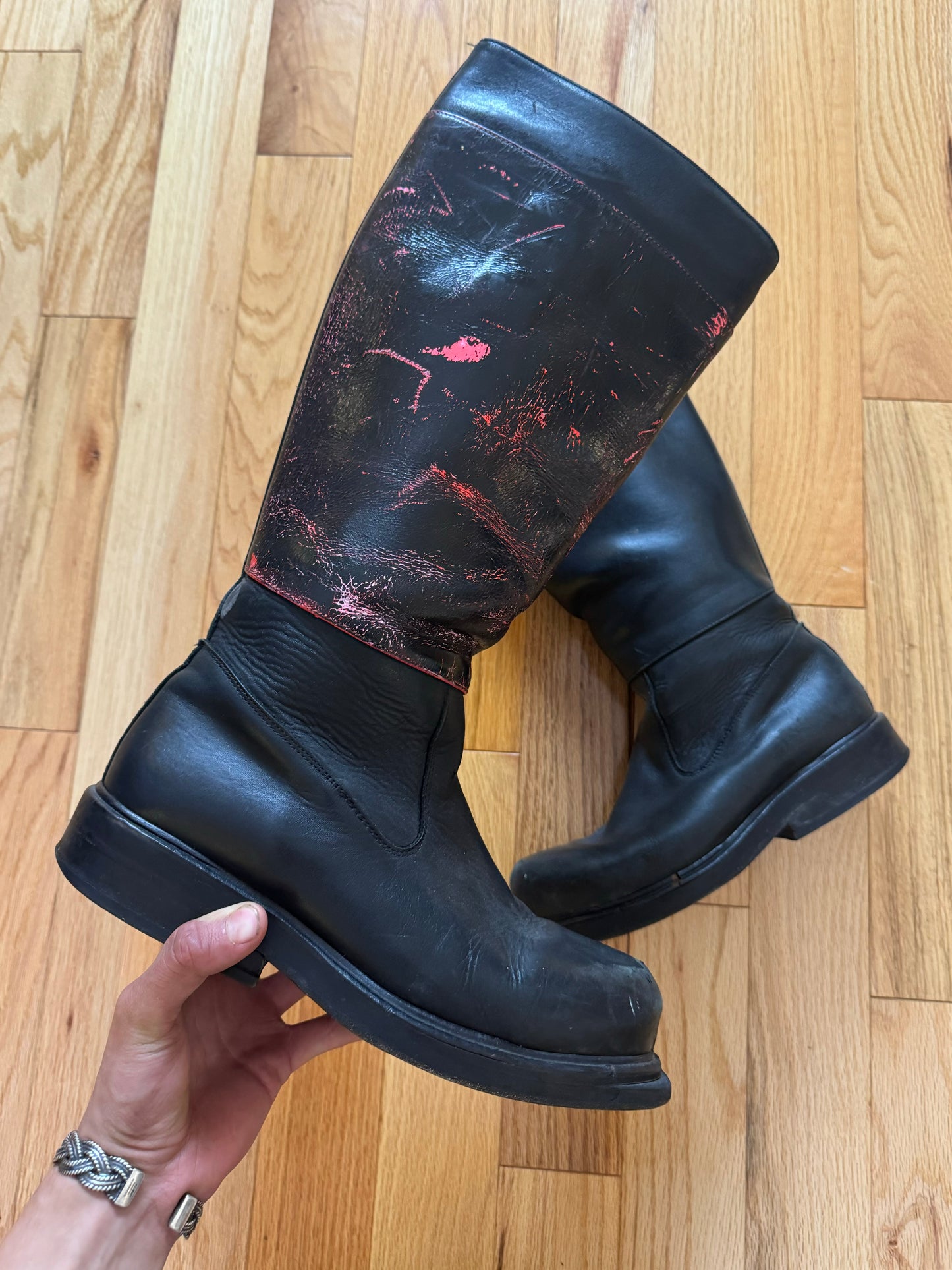 Dirk Bikkembergs 1/1 Hand Painted Calfskin Leather Boots