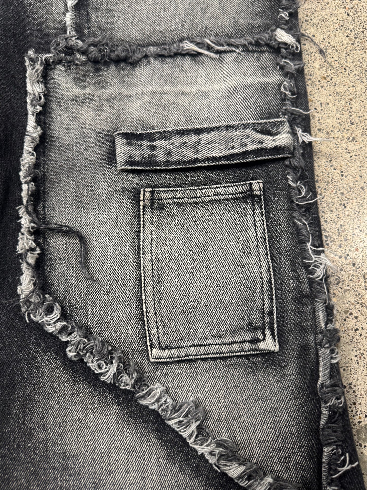 No Faith Studios ‘001’ Washed Grey Flared Denim