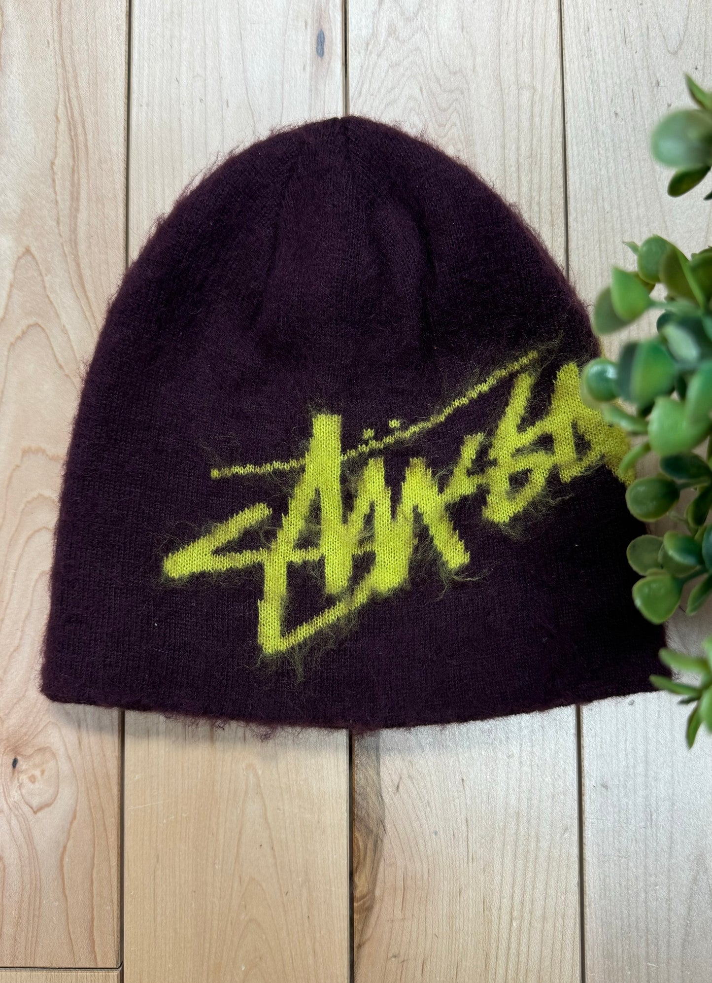 Stussy Mohair Maroon/Neon Beanie