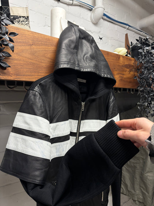AW2015 Givenchy by Ricardo Tisci Striped Lambskin Leather Hooded Bomber Jacket