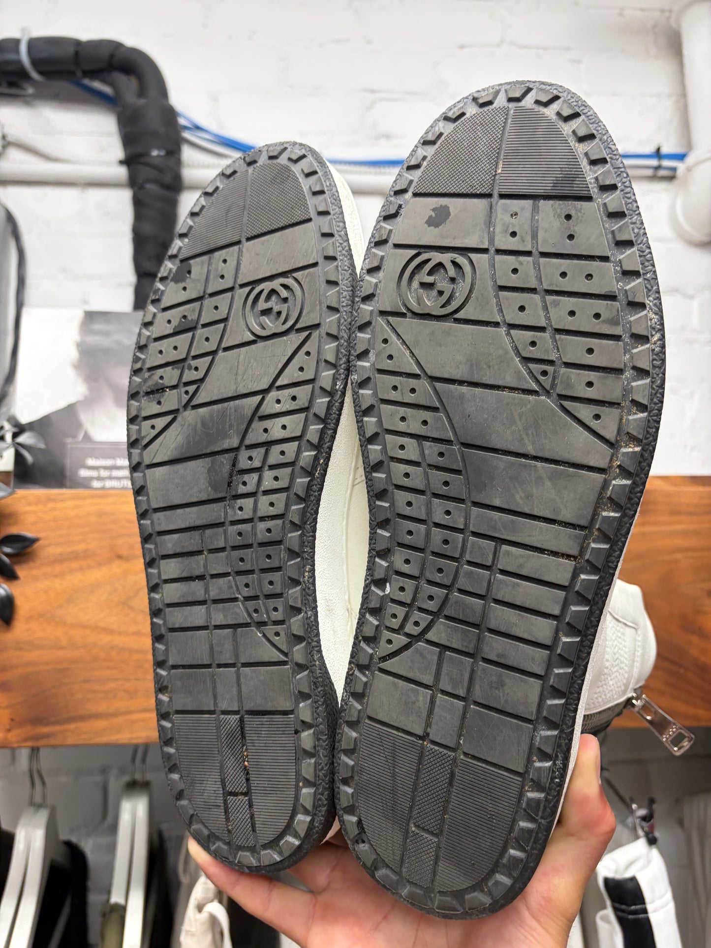 2010s Gucci Black/White ‘Hudson’ Leather High Top Sneakers