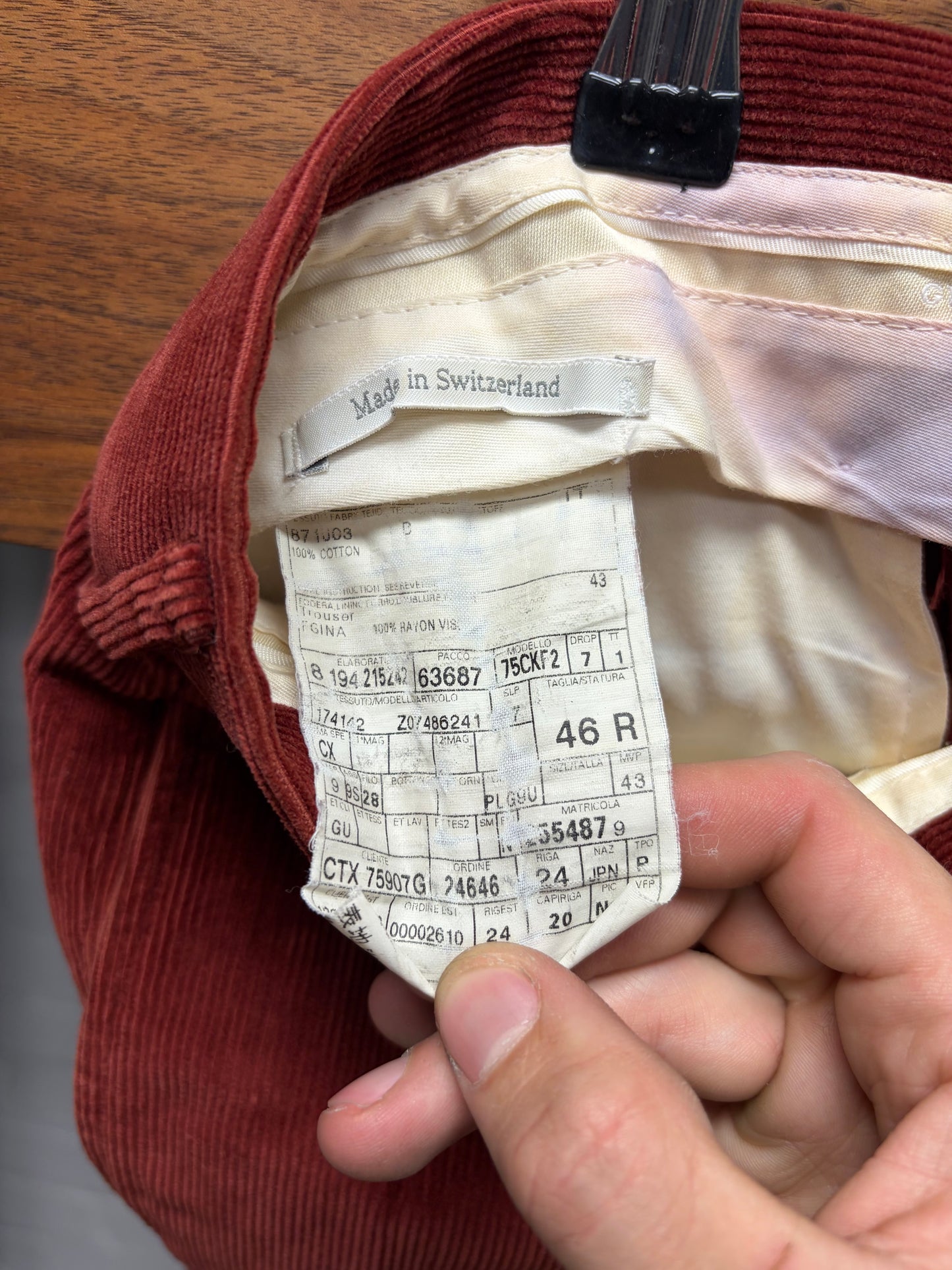 2000s Gucci Red Corduroy Slim Cut Trousers