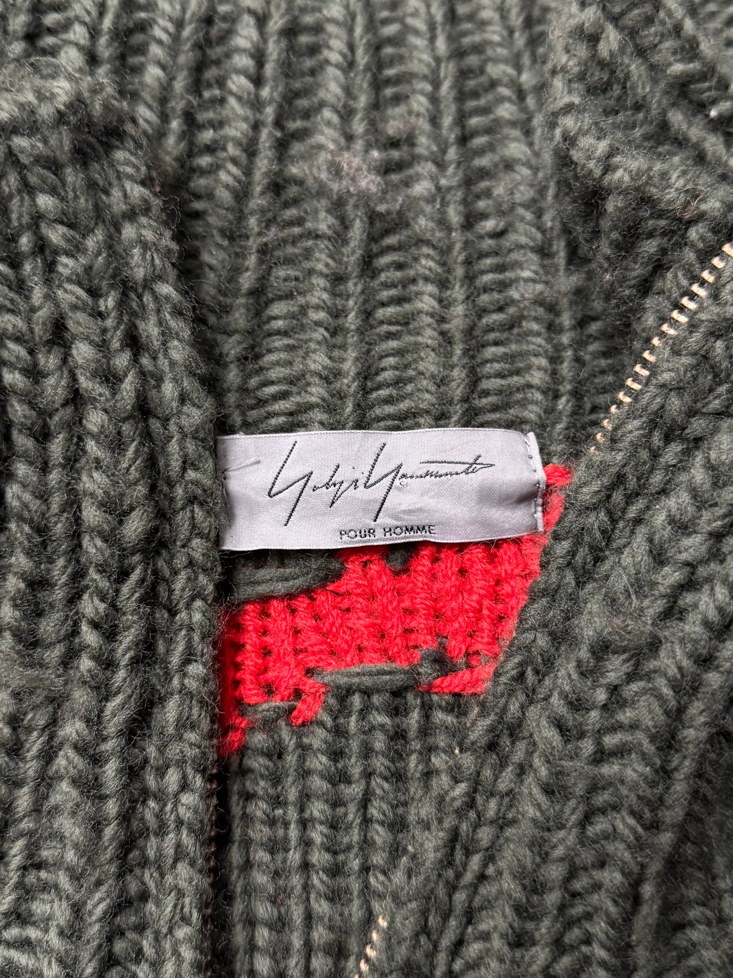 AW2013 Yohji Yamamoto Pour Homme ‘Cowichan’ Camo Zip-Up Knit Sweater