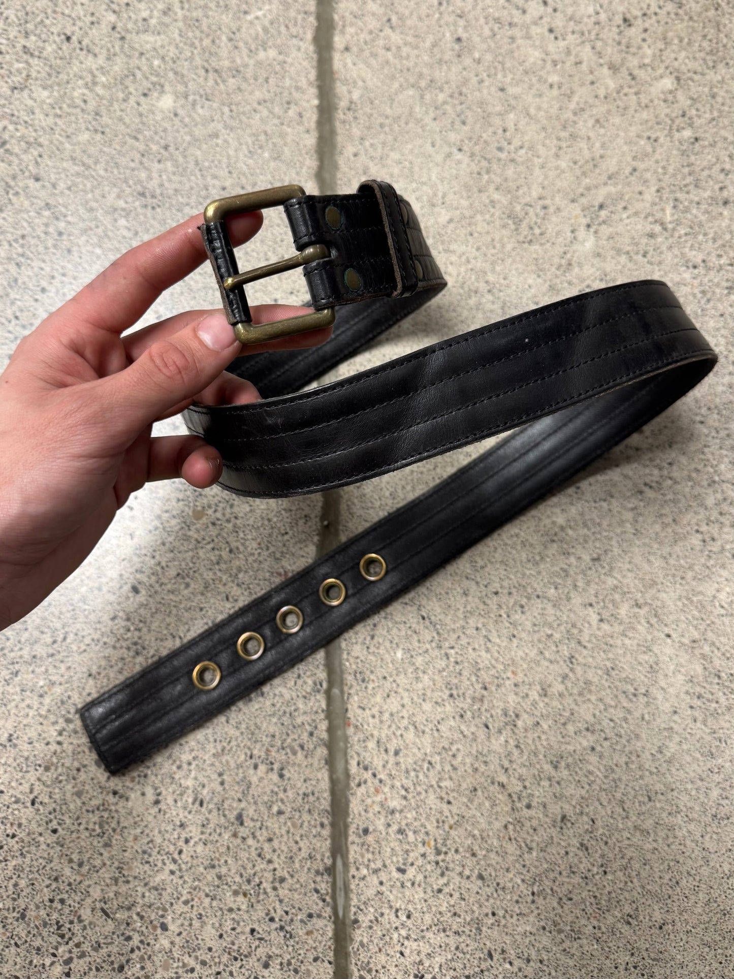 Dries Van Noten Black Calfskin Leather Belt