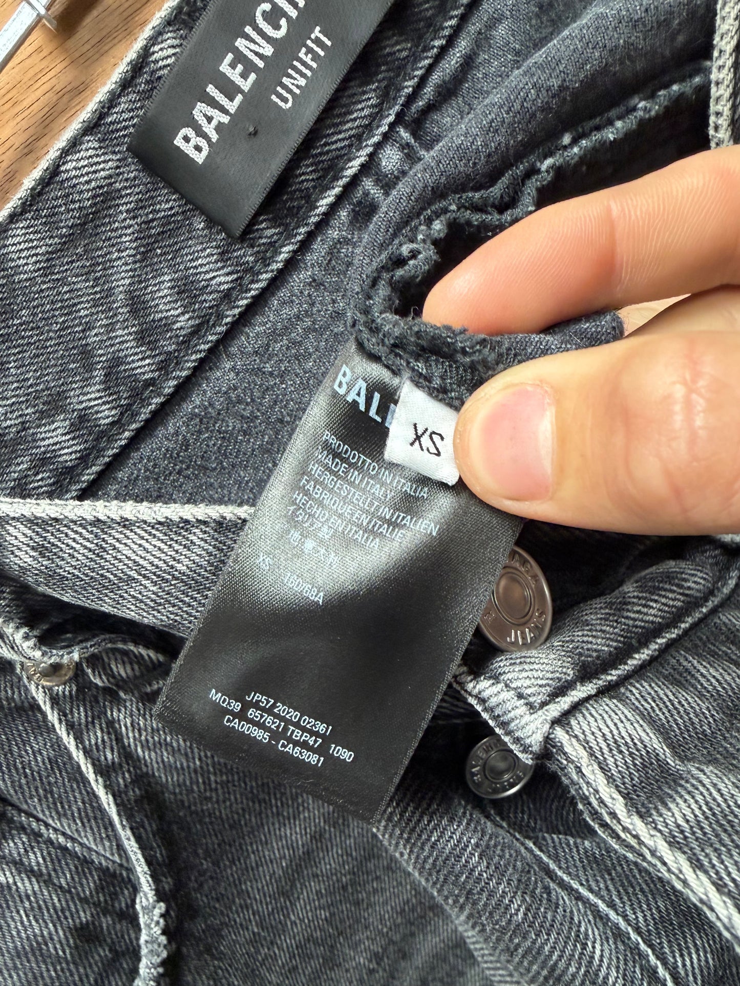 2020 Balenciaga Over Knee Length Distressed Grey Raw Hem Denim Shorts